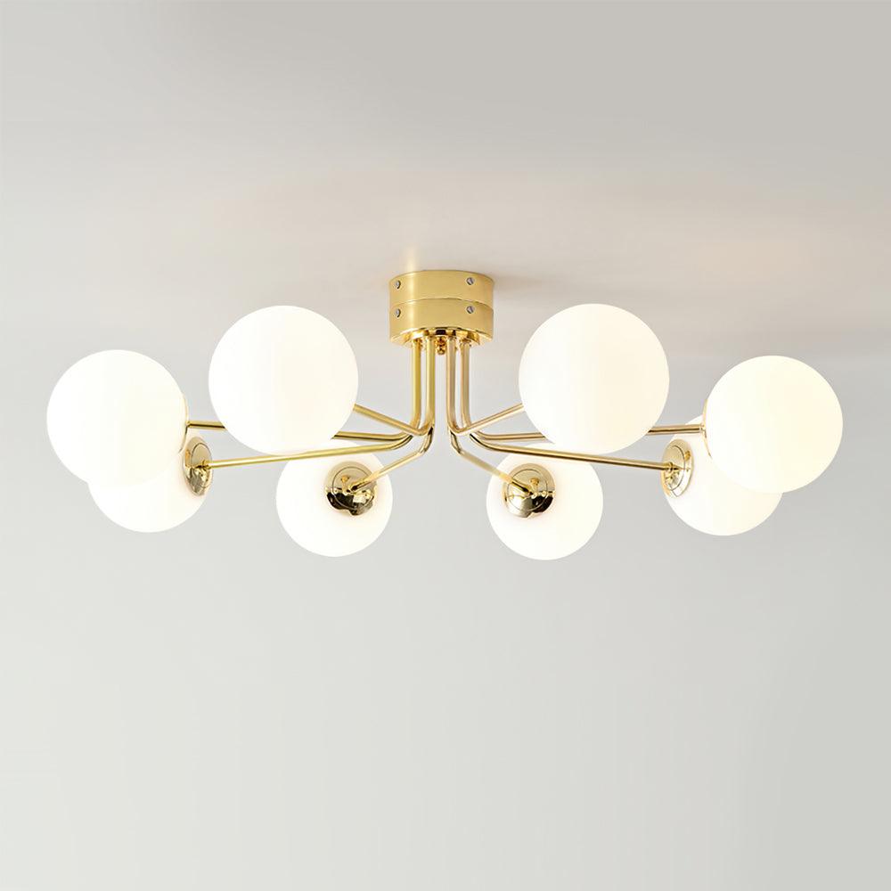 Candeeiro de teto Othien dourado e branco em forma de globo