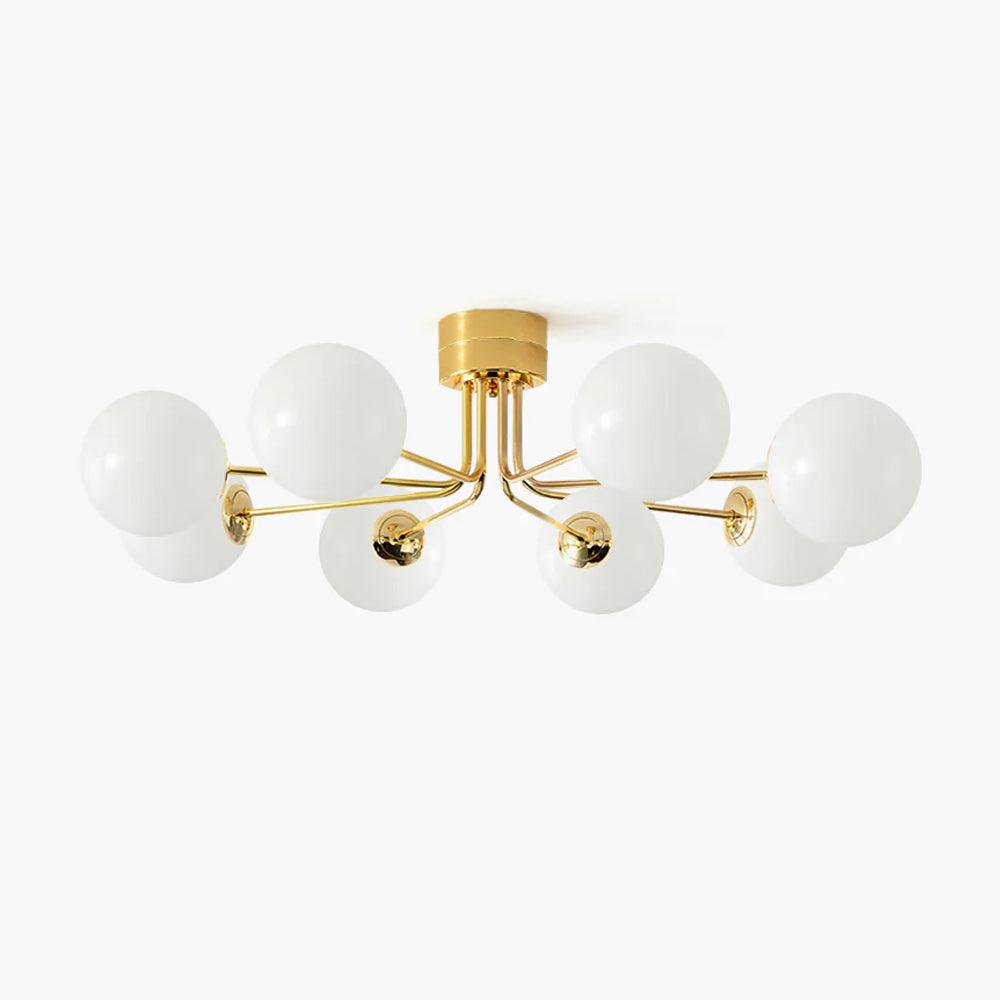 Candeeiro de teto Othien dourado e branco em forma de globo