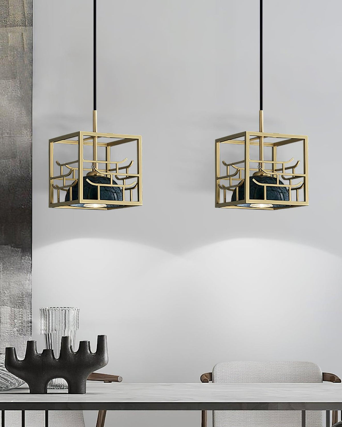 Cubo moderne pendellampe i messing