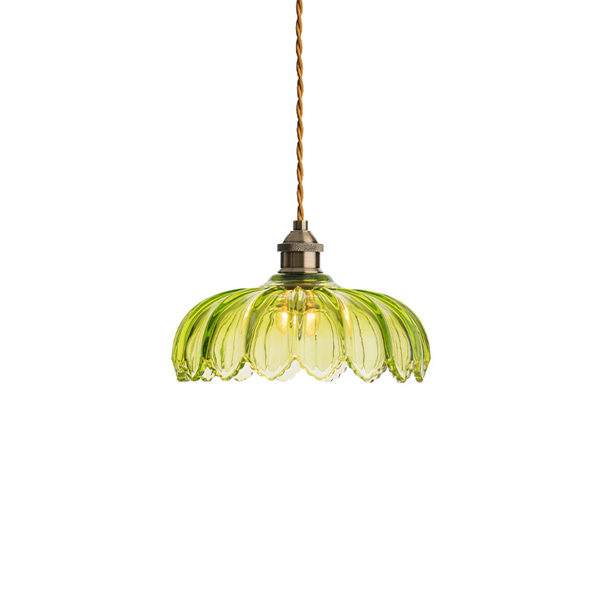Limea pendellampe med grøn glasblomst