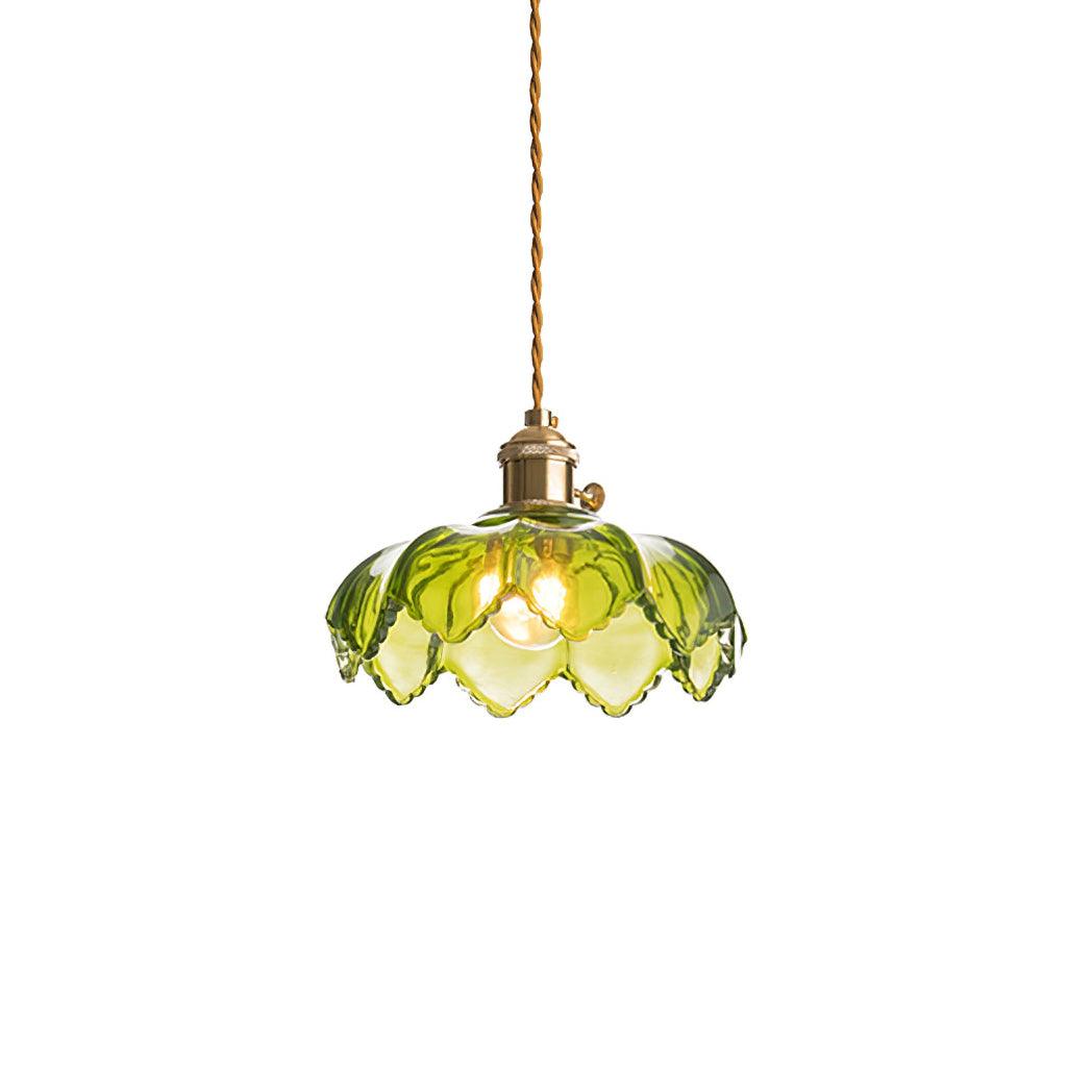 Limea pendellampe med grøn glasblomst