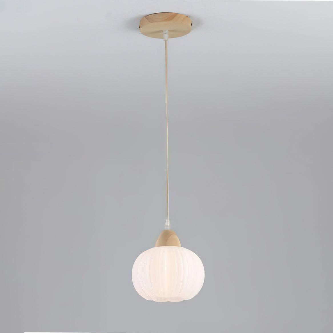 Moderne pendellampe i træ, græskar