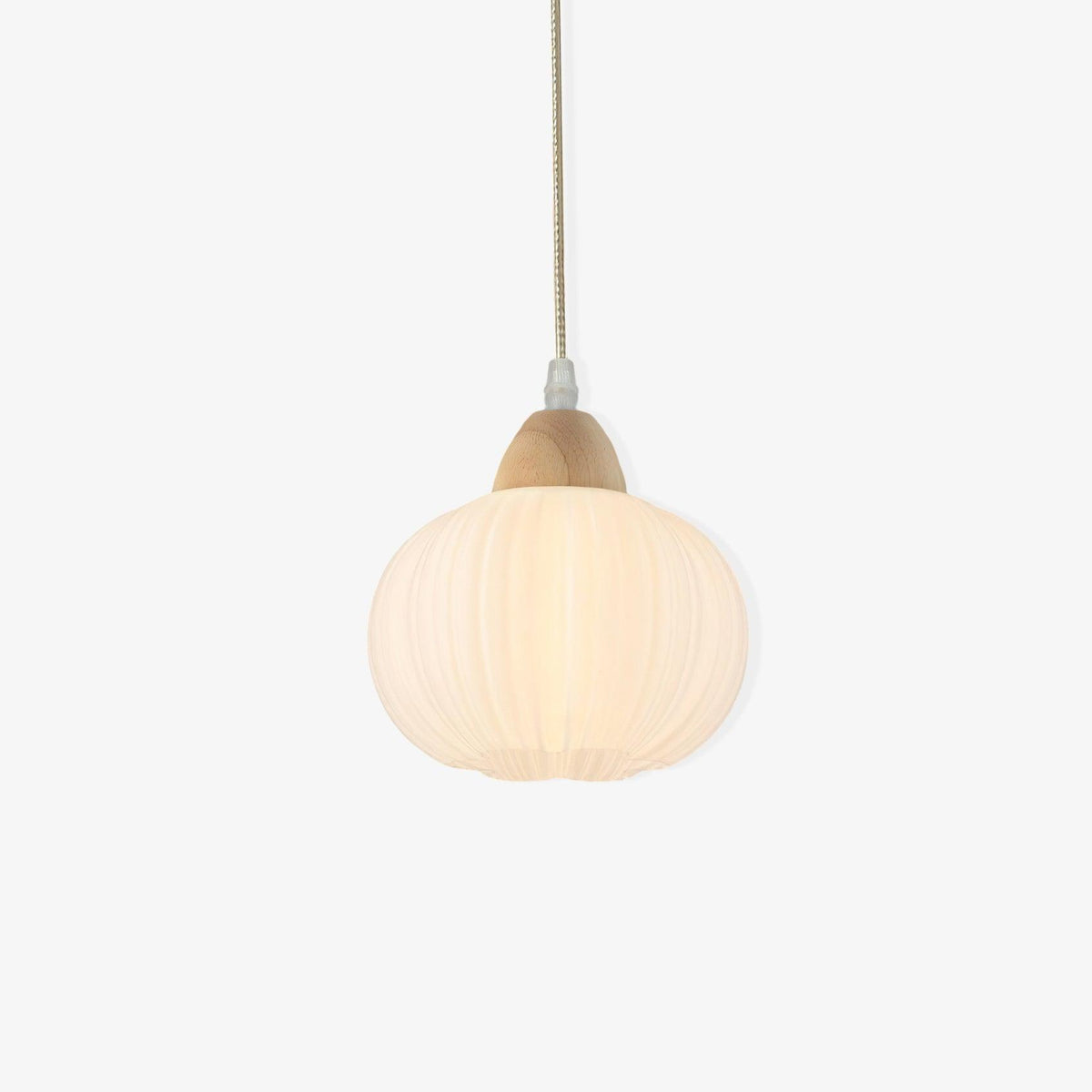 Moderne pendellampe i træ, græskar