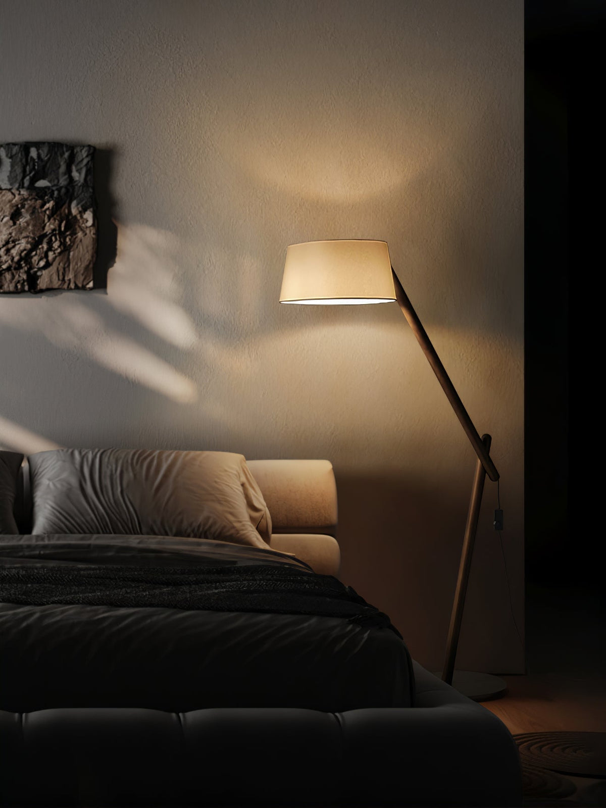 Cethar skandinavisk golvlampa i textil