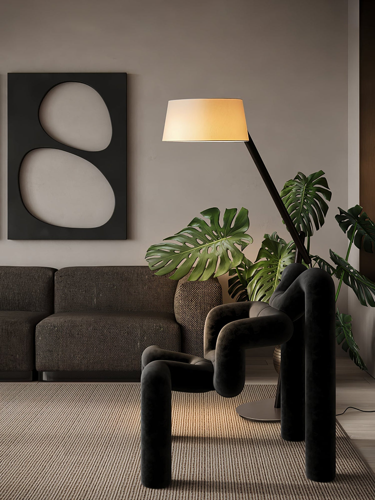 Cethar skandinavisk golvlampa i textil