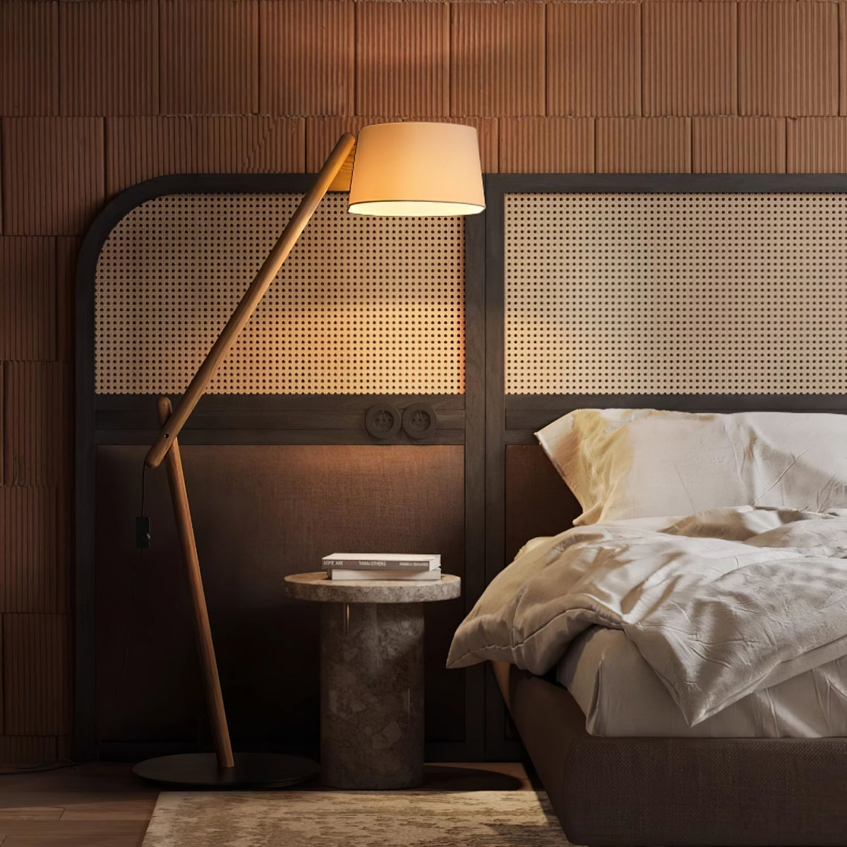 Cethar skandinavisk golvlampa i textil
