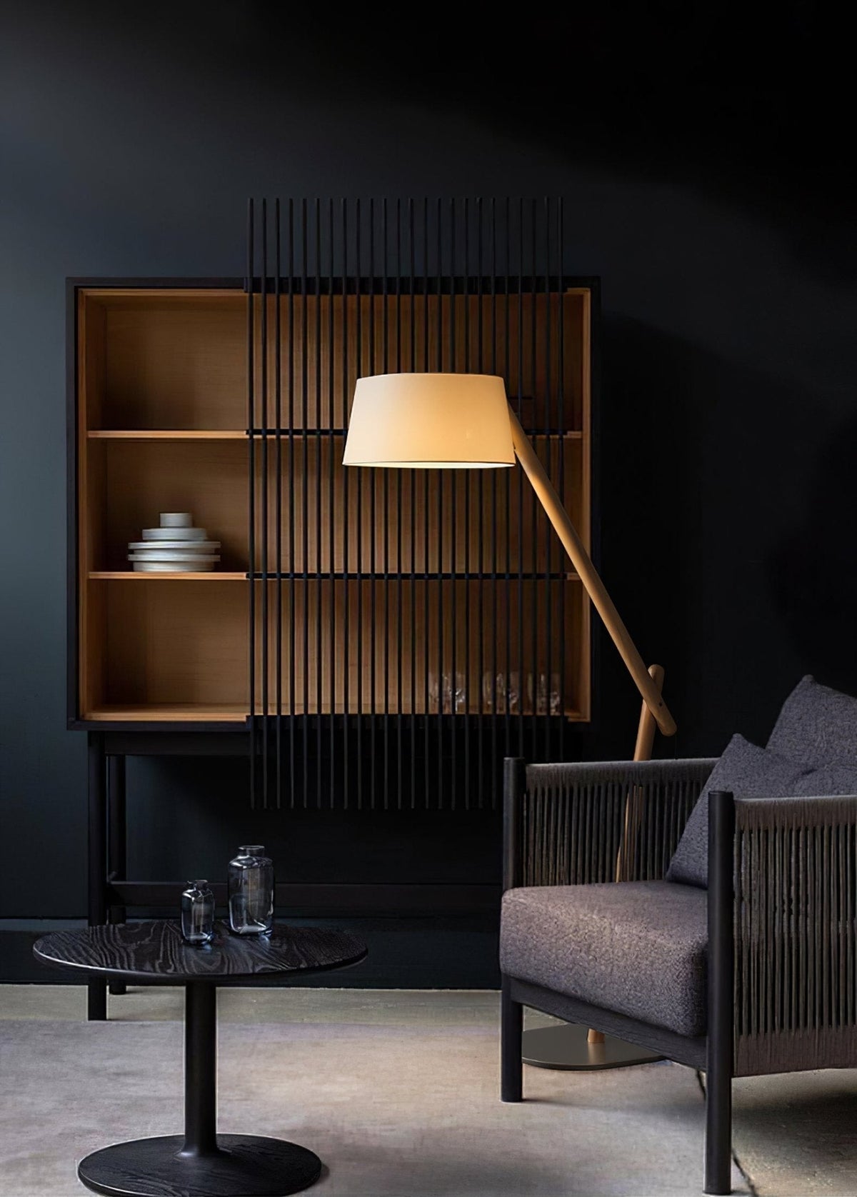 Cethar skandinavisk golvlampa i textil
