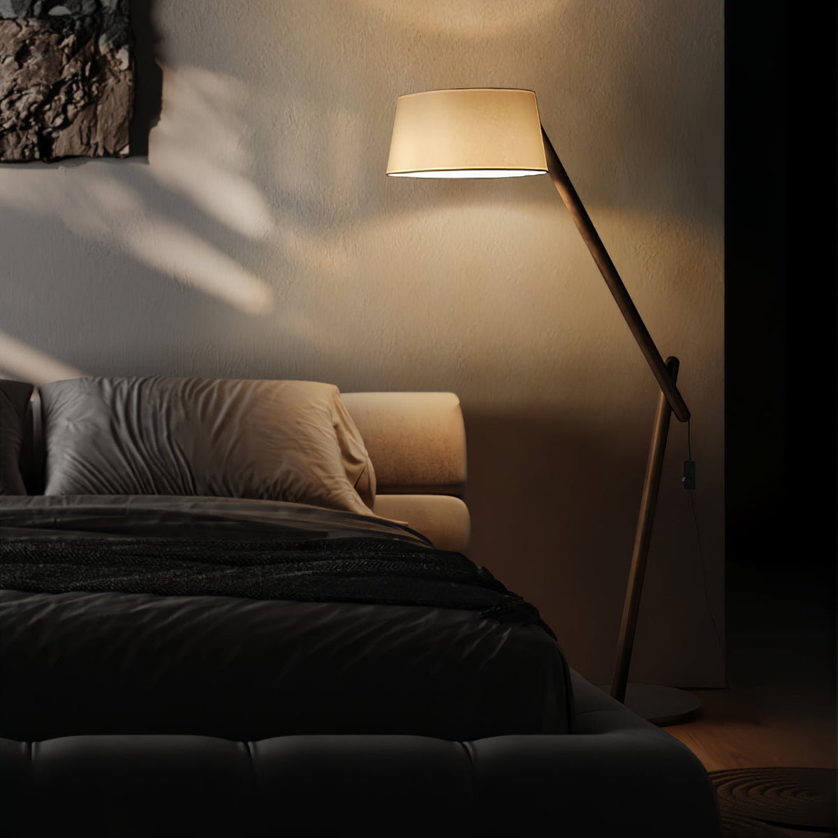 Cethar skandinavisk golvlampa i textil