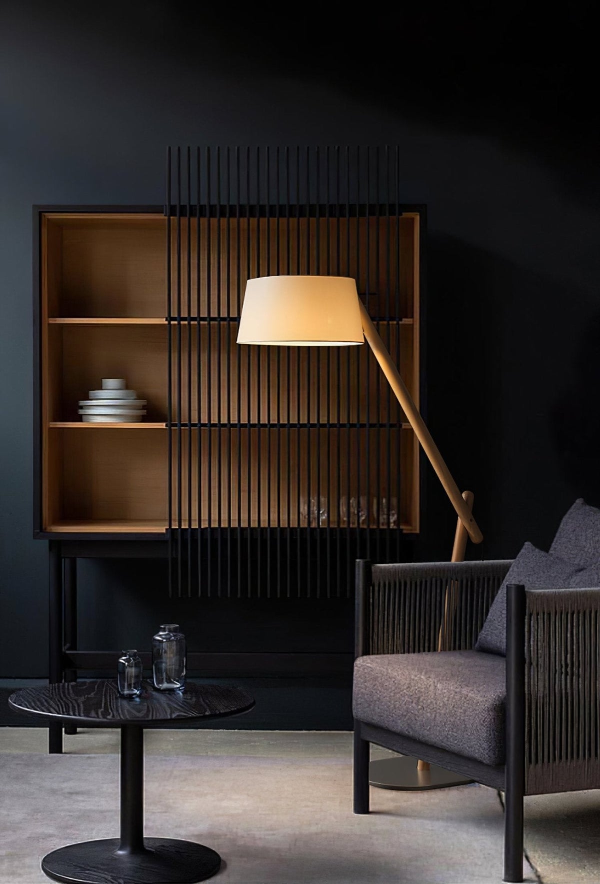 Cethar skandinavisk golvlampa i textil