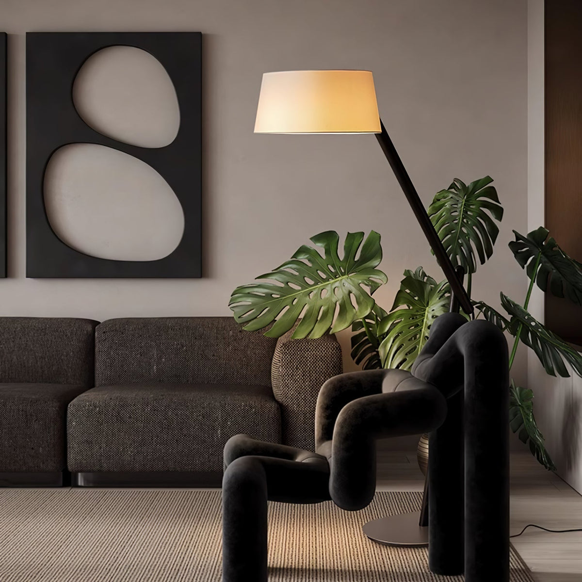 Cethar skandinavisk golvlampa i textil