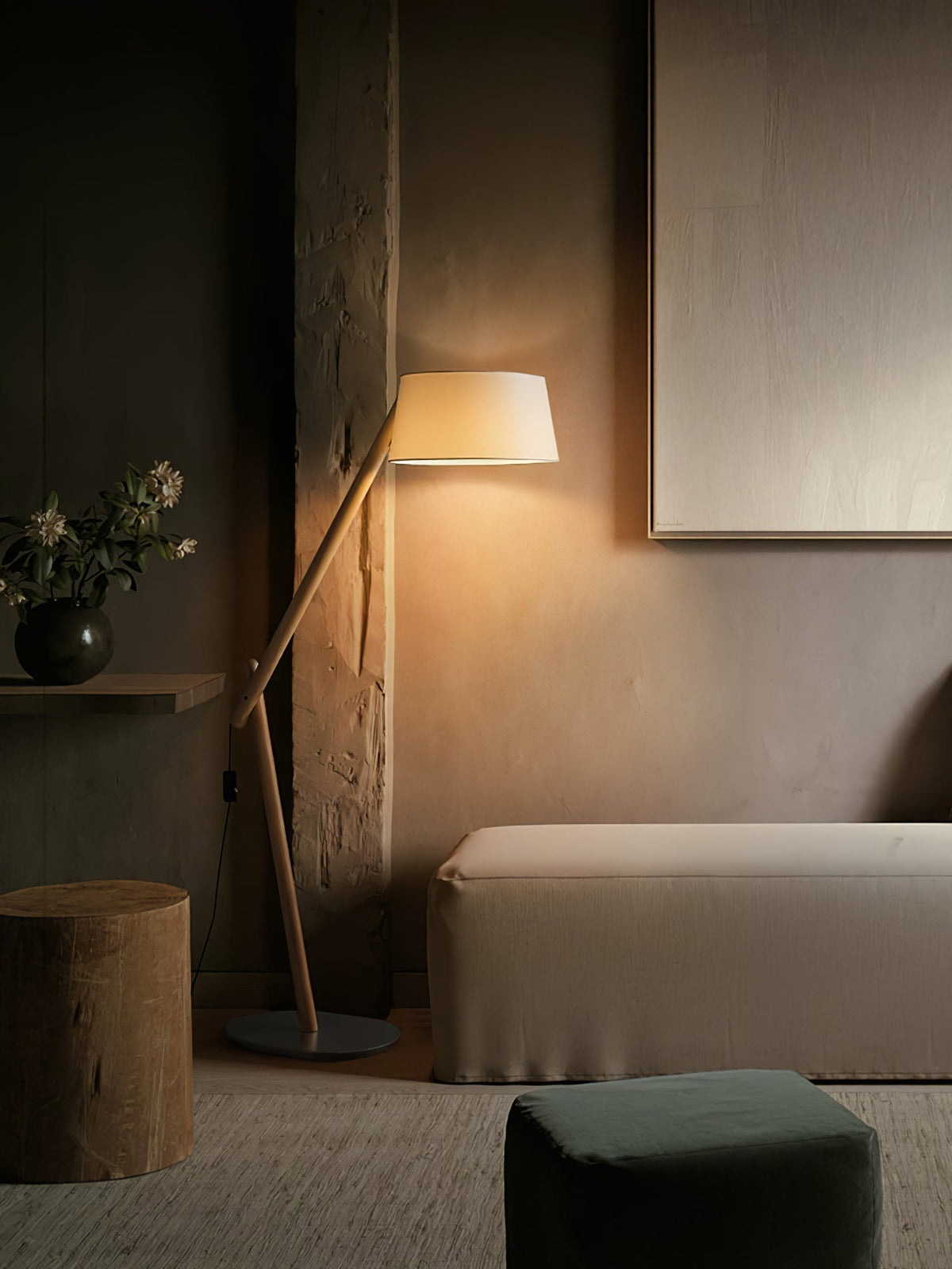 Cethar skandinavisk golvlampa i textil