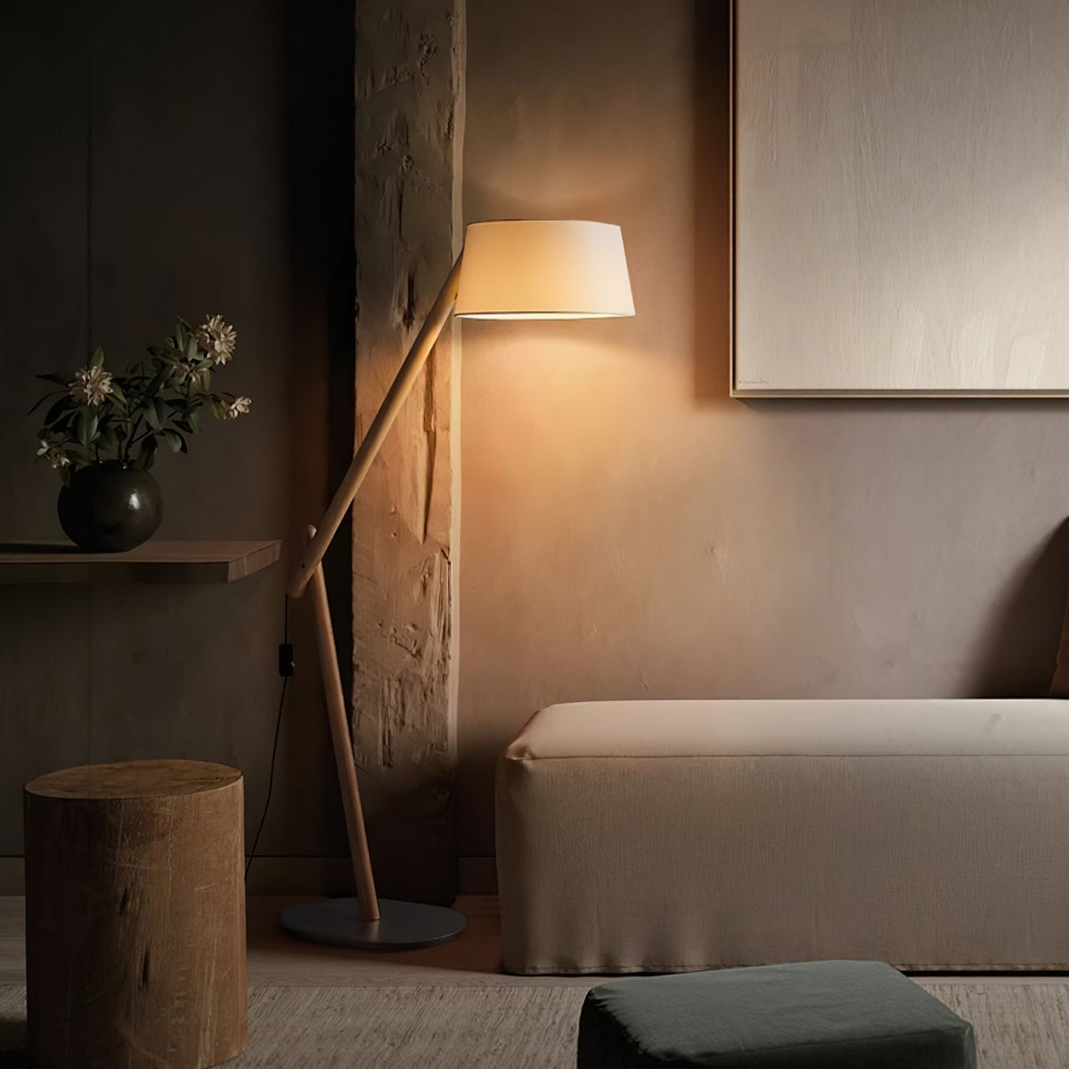 Cethar skandinavisk golvlampa i textil