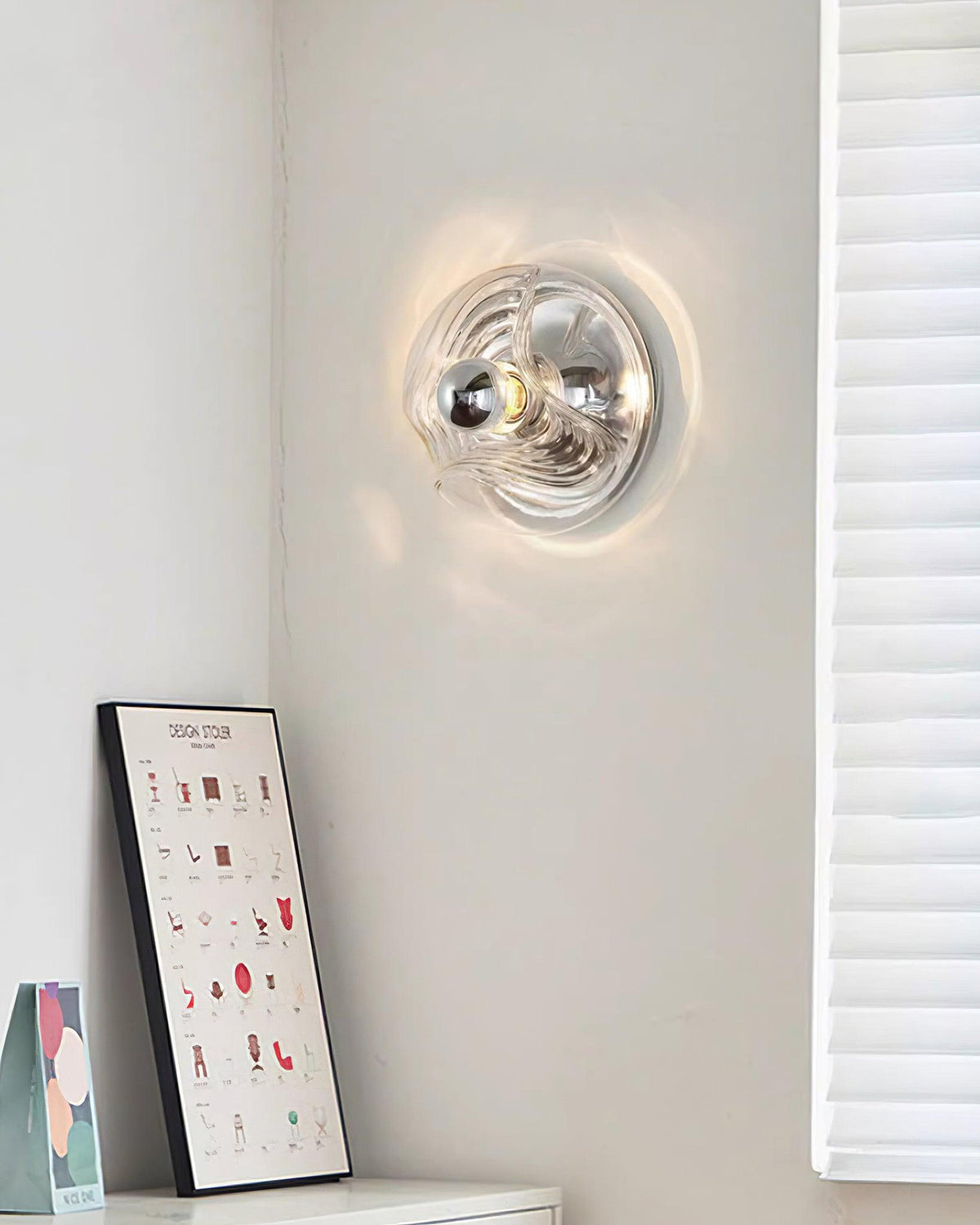 Candeeiro de parede com textura em espiral, vidro transparente, âmbar e cinzento fumado, moderno e decorativo