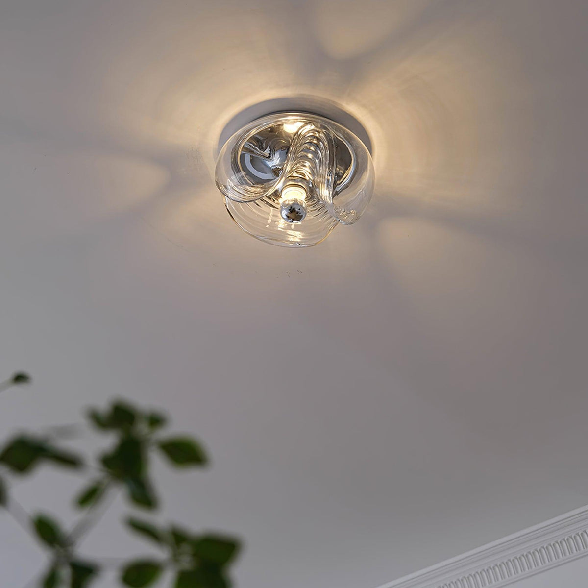 Candeeiro de parede com textura em espiral, vidro transparente, âmbar e cinzento fumado, moderno e decorativo