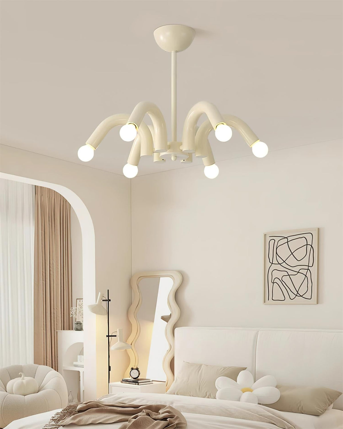 Fivelle modern beige ljuskrona med flera armar