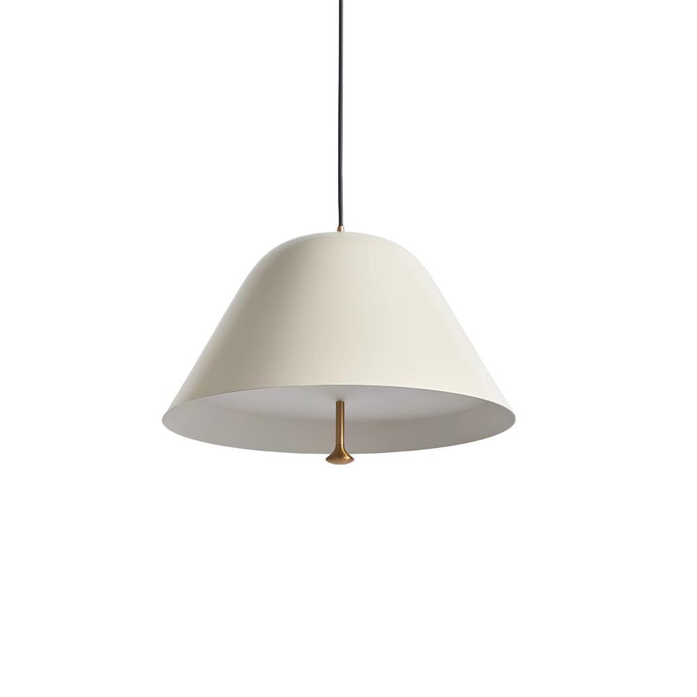 Moderne pendel med metalskærm i grøn og hvid, minimalistisk