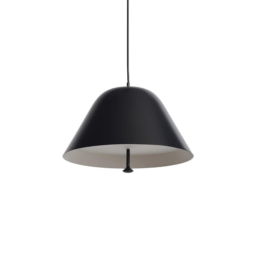 Moderne pendel med metalskærm i grøn og hvid, minimalistisk