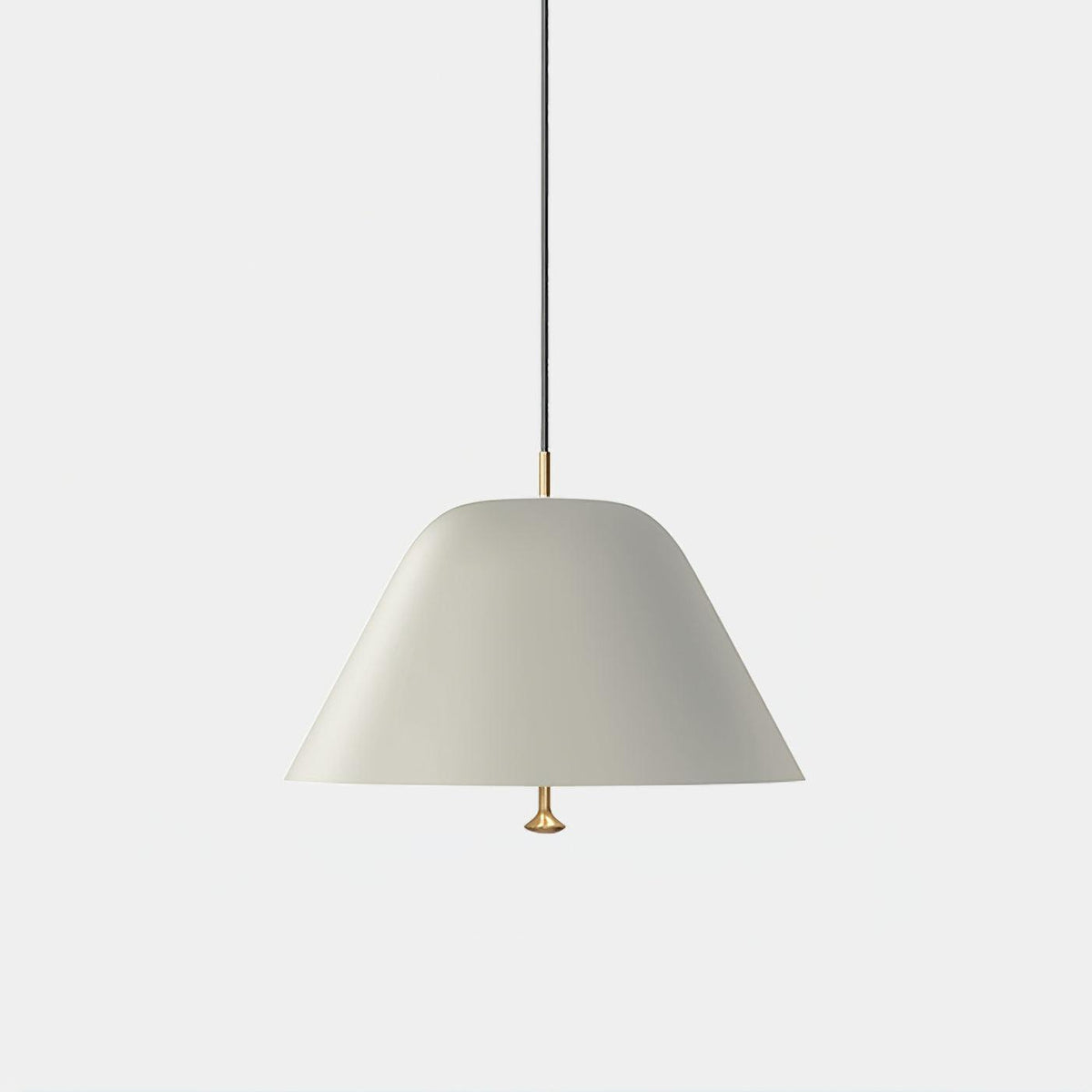 Moderne pendel med metalskærm i grøn og hvid, minimalistisk