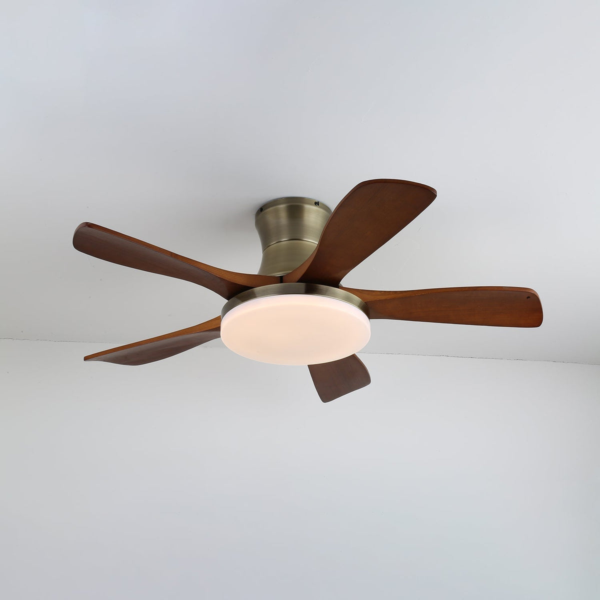 Brevo takfläkt med lampa och träblad