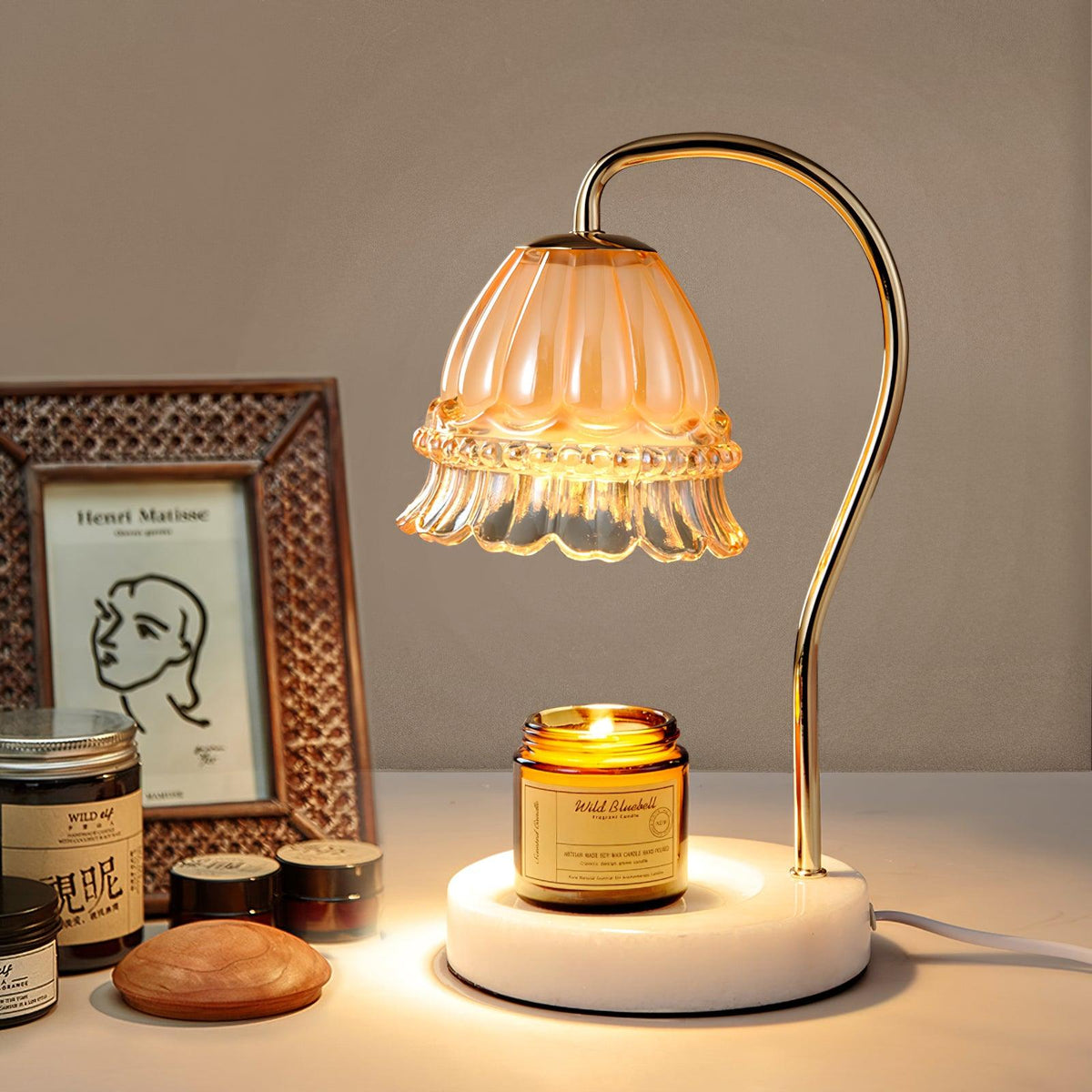 Candeeiro de mesa Daze Nordic Art em mármore, de luz quente