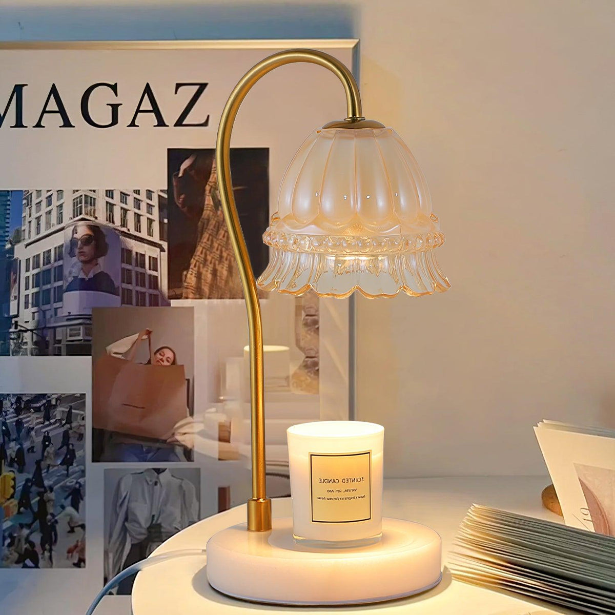 Candeeiro de mesa Daze Nordic Art em mármore, de luz quente