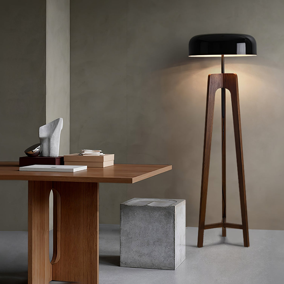 Kovain minimalistisk gulvlampe i træ