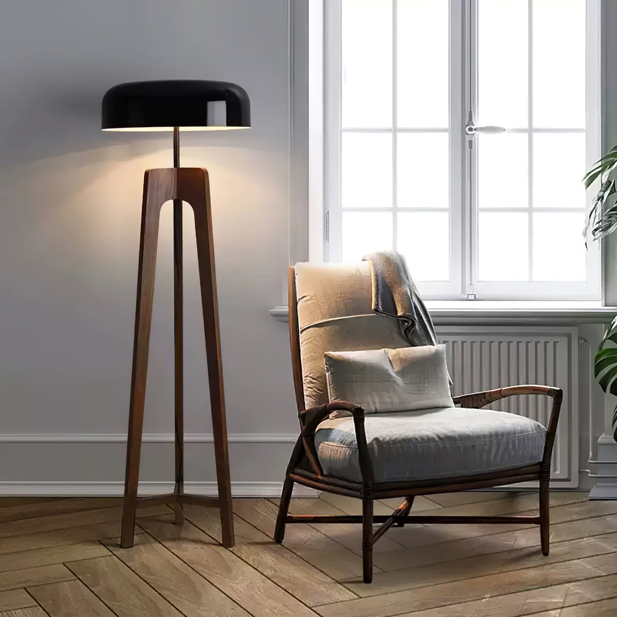 Kovain minimalistisk gulvlampe i træ