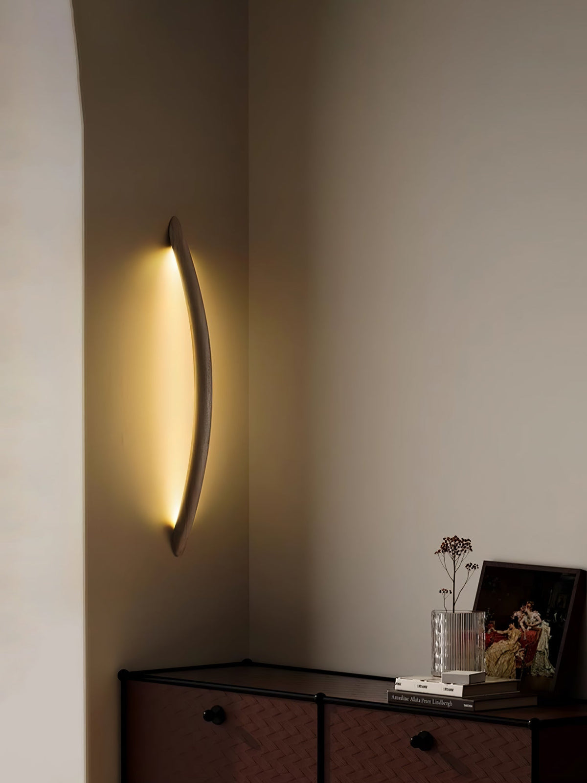 Evvinos modern minimalistisk linjär vägglampa i trä
