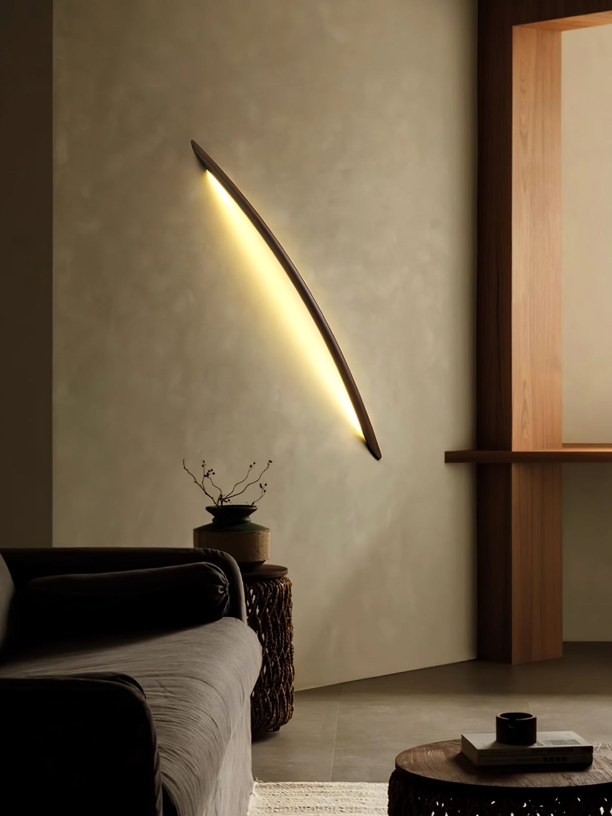 Evvinos modern minimalistisk linjär vägglampa i trä