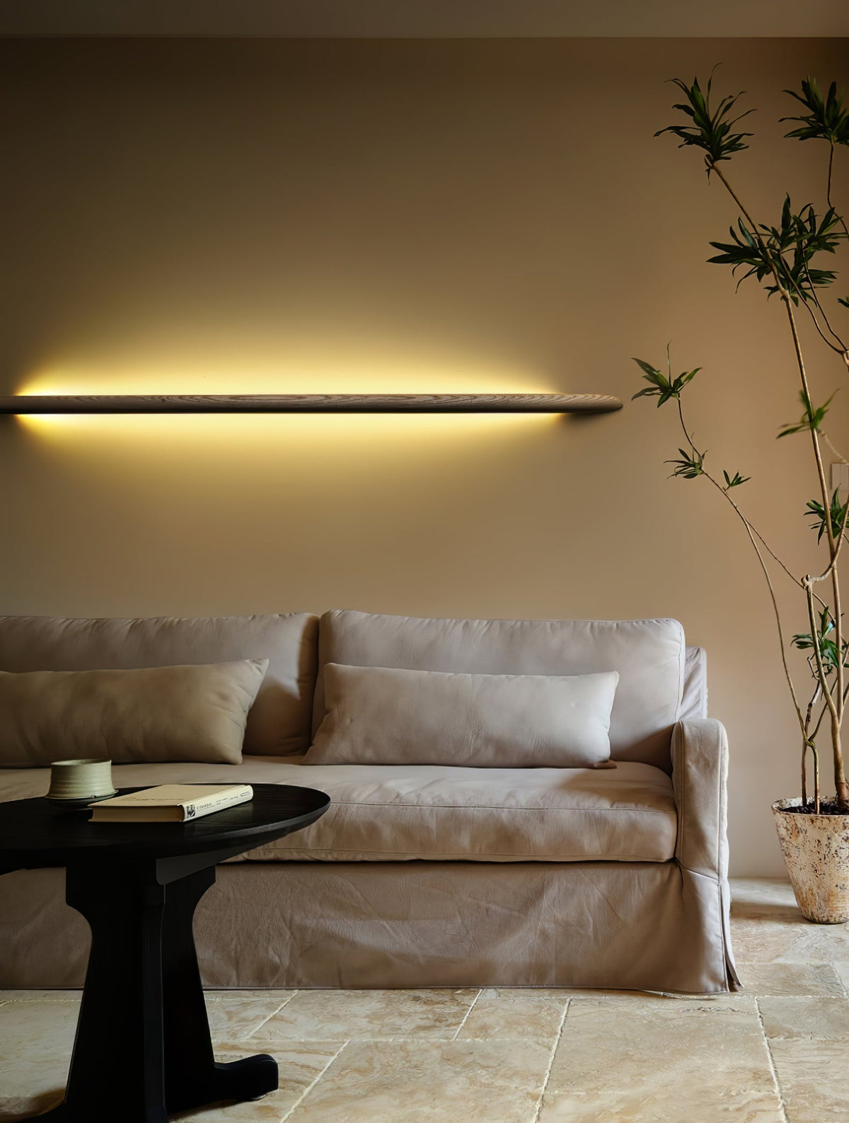 Evvinos modern minimalistisk linjär vägglampa i trä
