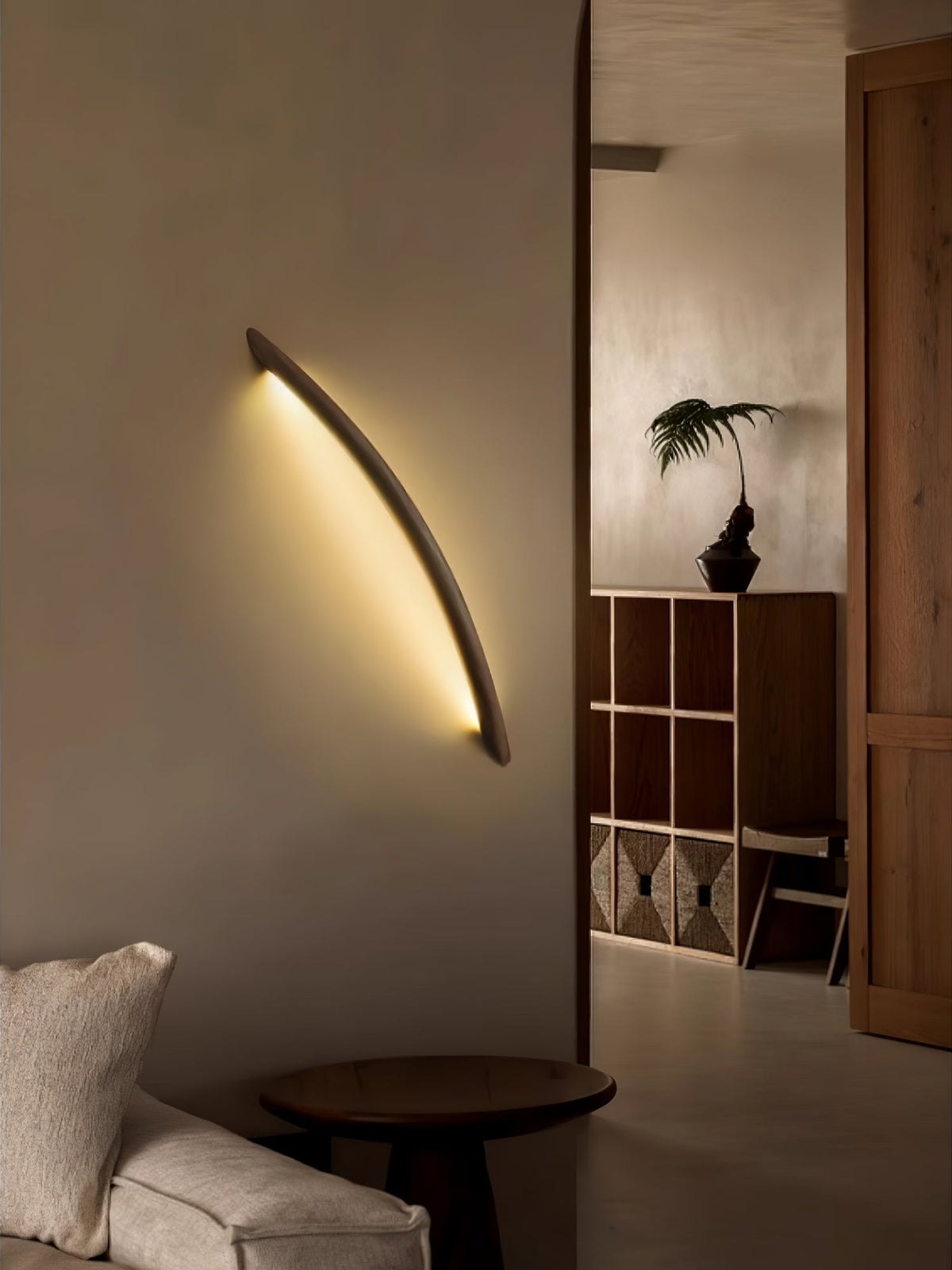 Evvinos modern minimalistisk linjär vägglampa i trä