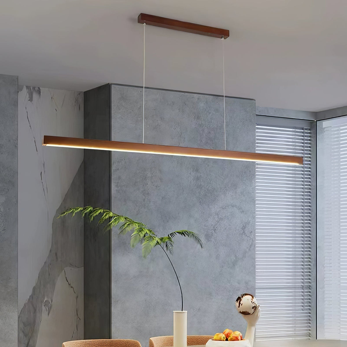 Rinalina lineær minimalistisk pendellampe i træ