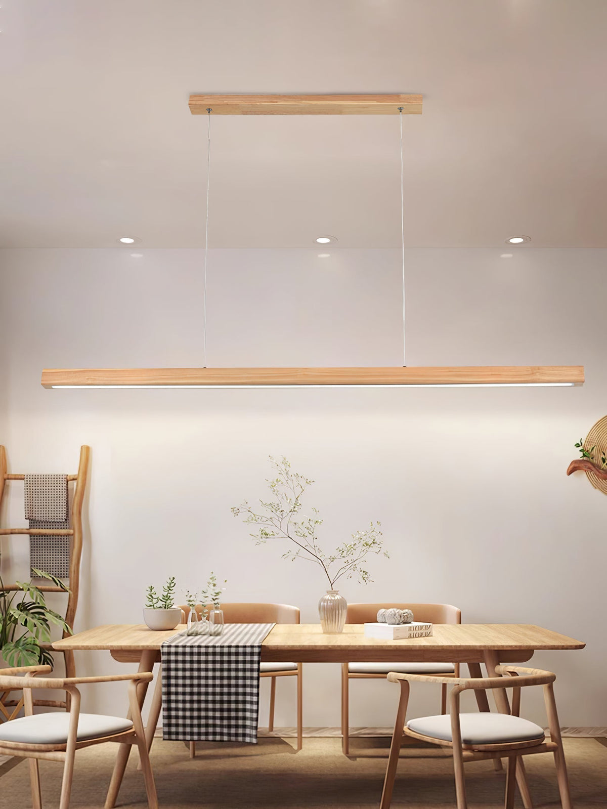 Rinalina lineær minimalistisk pendellampe i træ