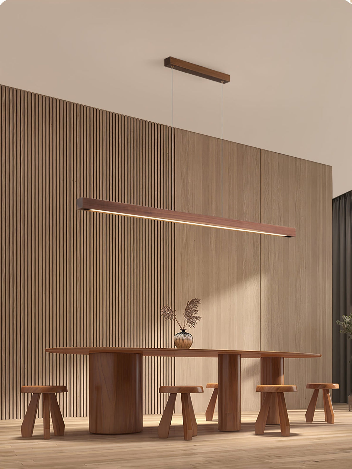 Rinalina lineær minimalistisk pendellampe i træ