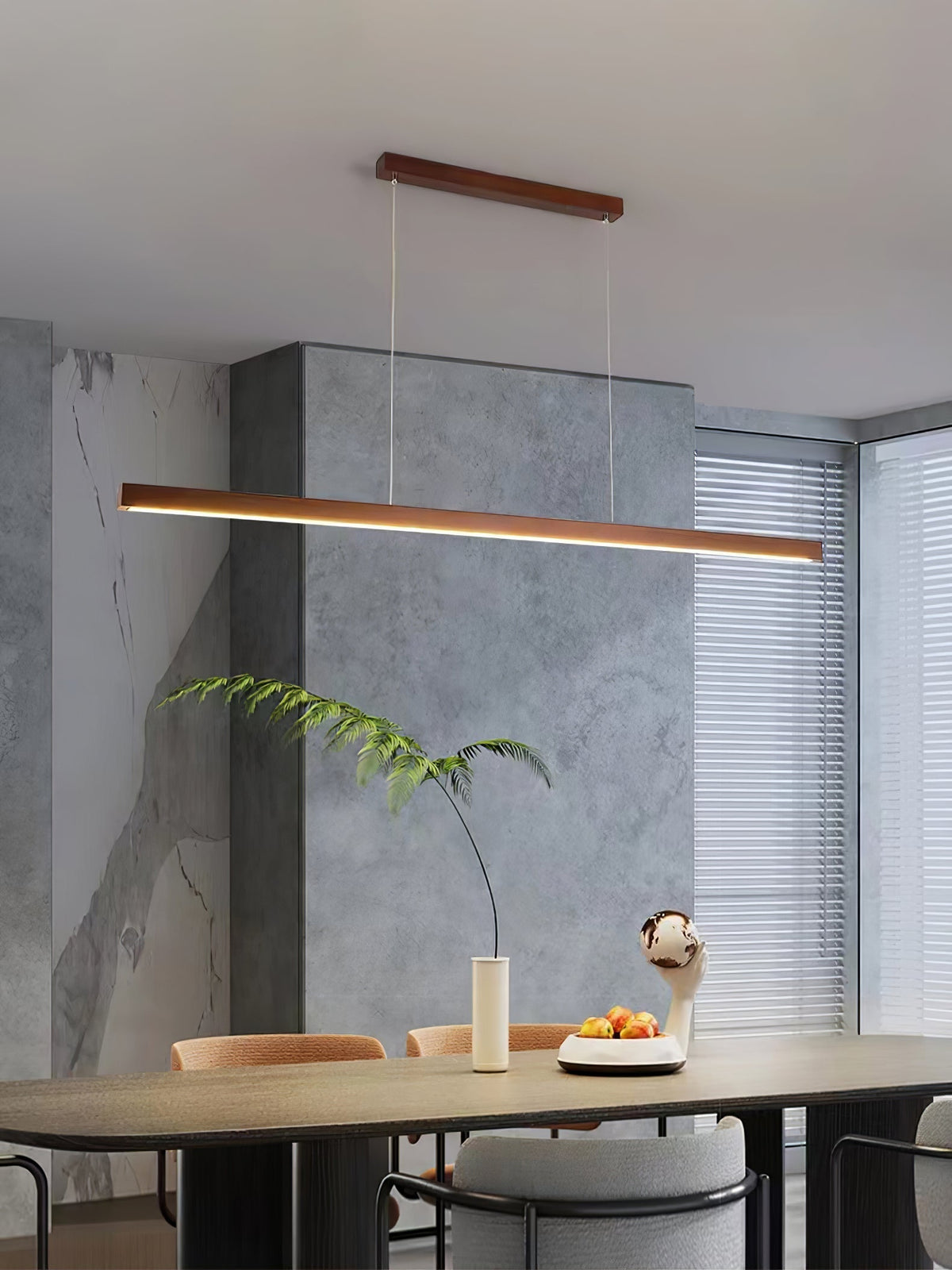 Rinalina lineær minimalistisk pendellampe i træ