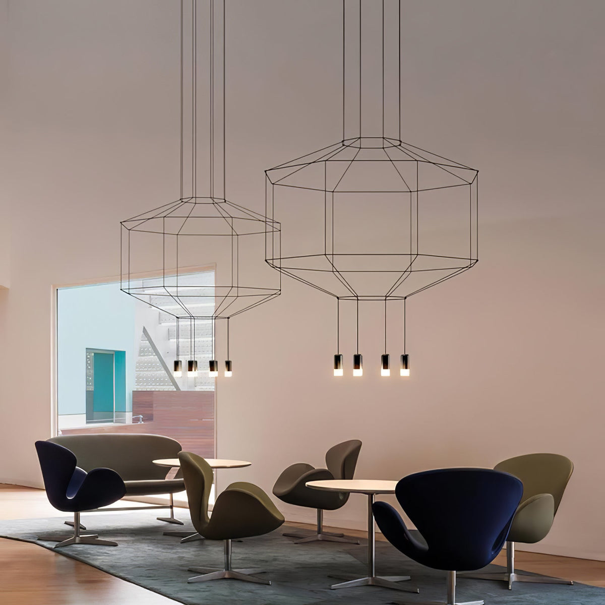Elaalora geometrinen musta LED-riippuvalaisin metallilangasta