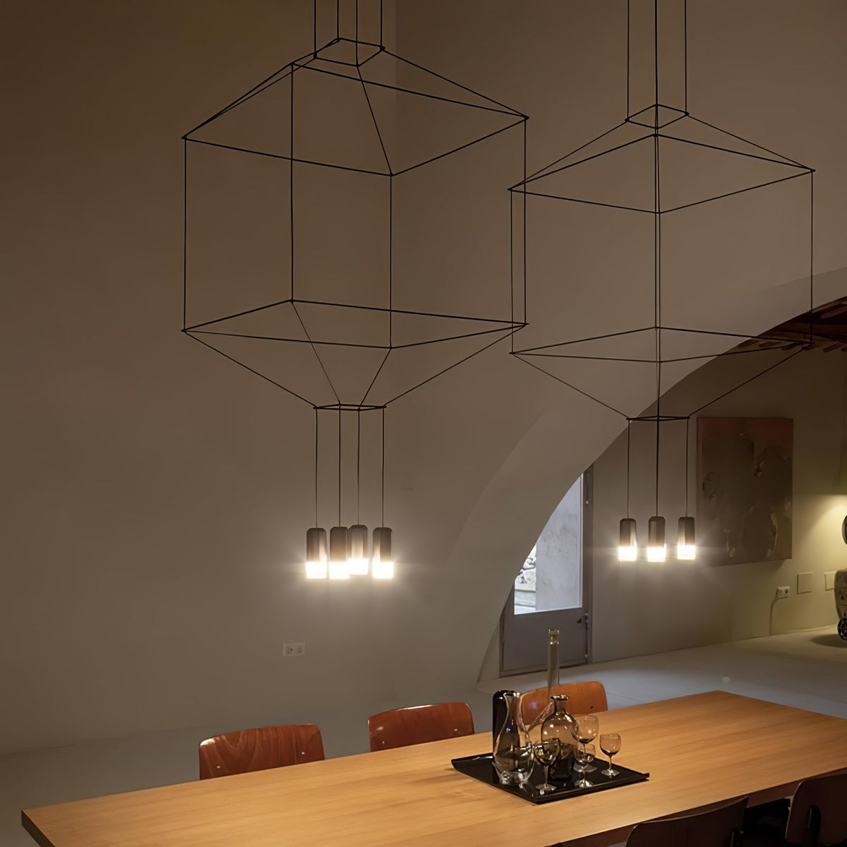 Elaalora geometrinen musta LED-riippuvalaisin metallilangasta