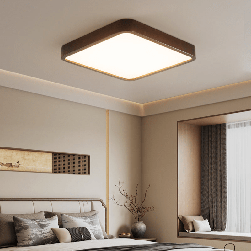 Rinirel Moderne minimalistisk rektangulær loftslampe i træ
