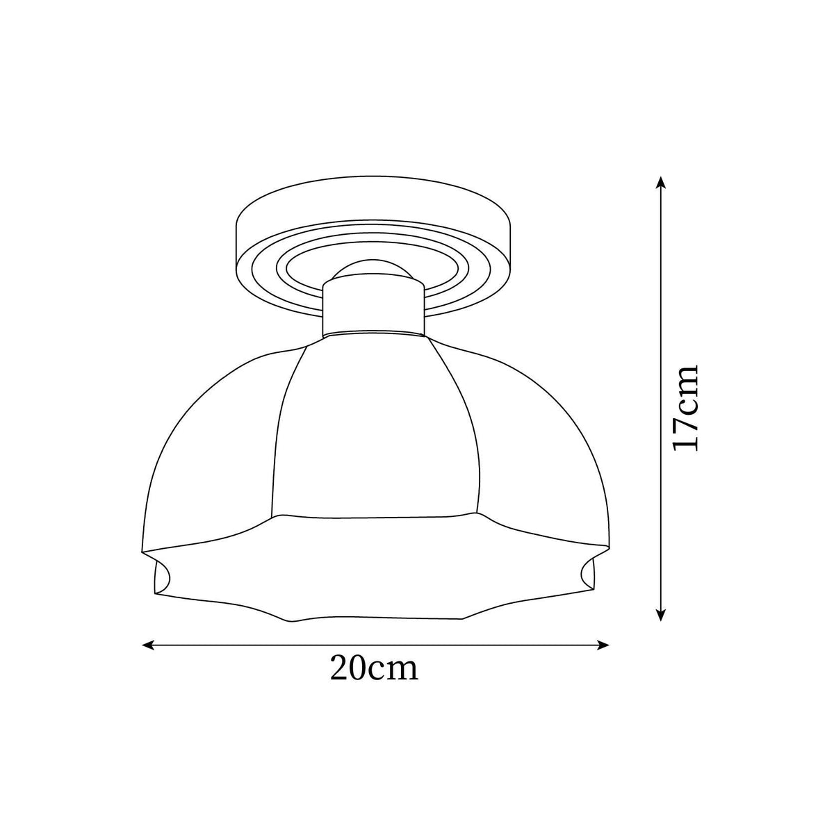 Candeeiro de teto rente com base em latão e vidro opalino Veya