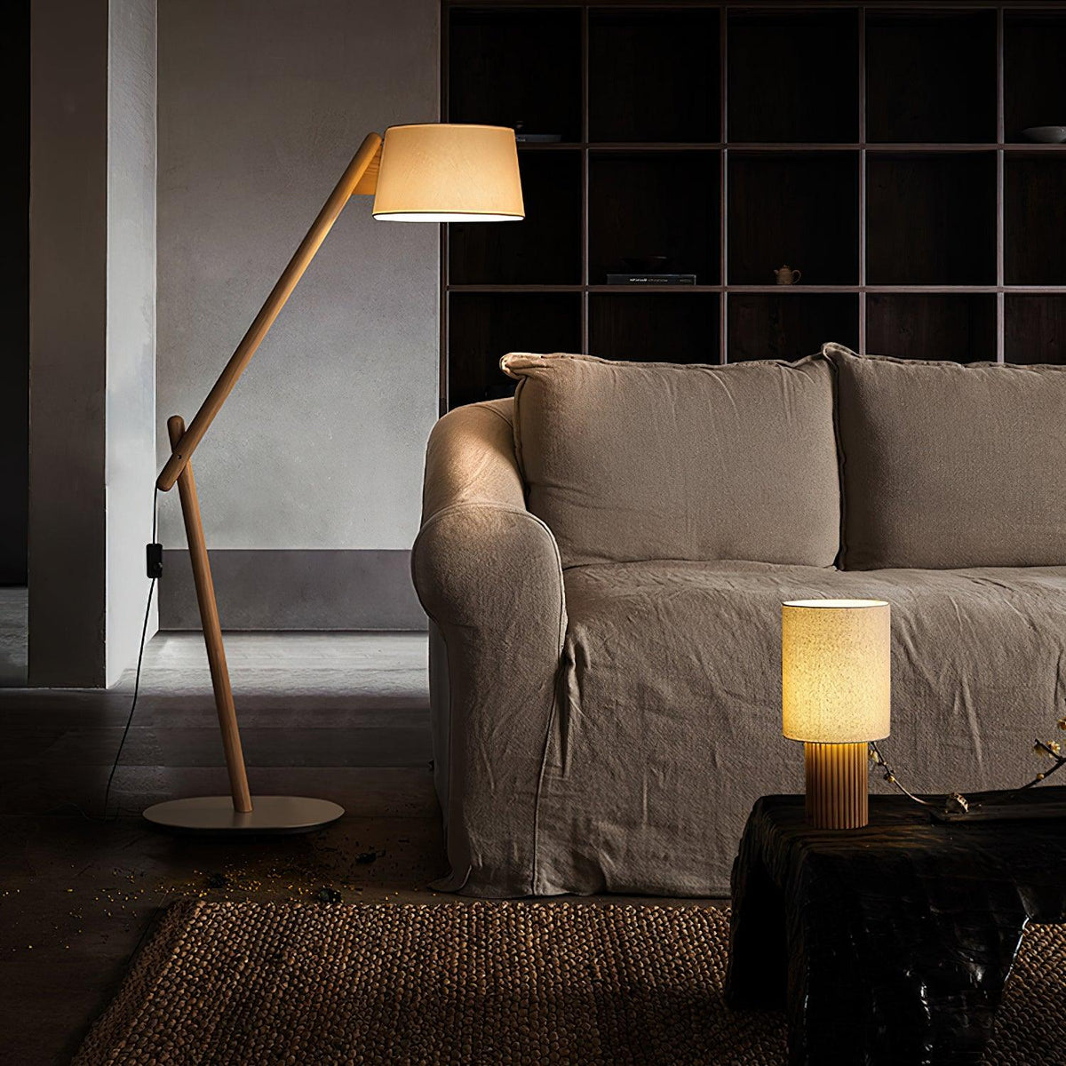 Grove vintage-bordlampe i stof