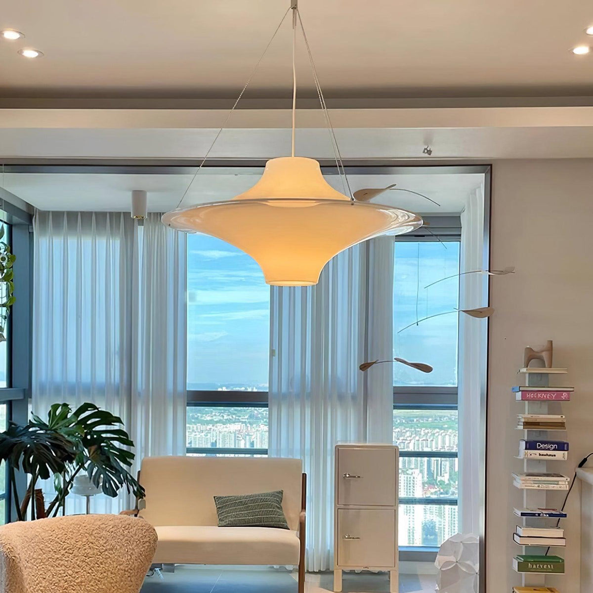 Candeeiro suspenso Dali em acrílico, em forma de OVNI, contemporâneo, para sala de estar