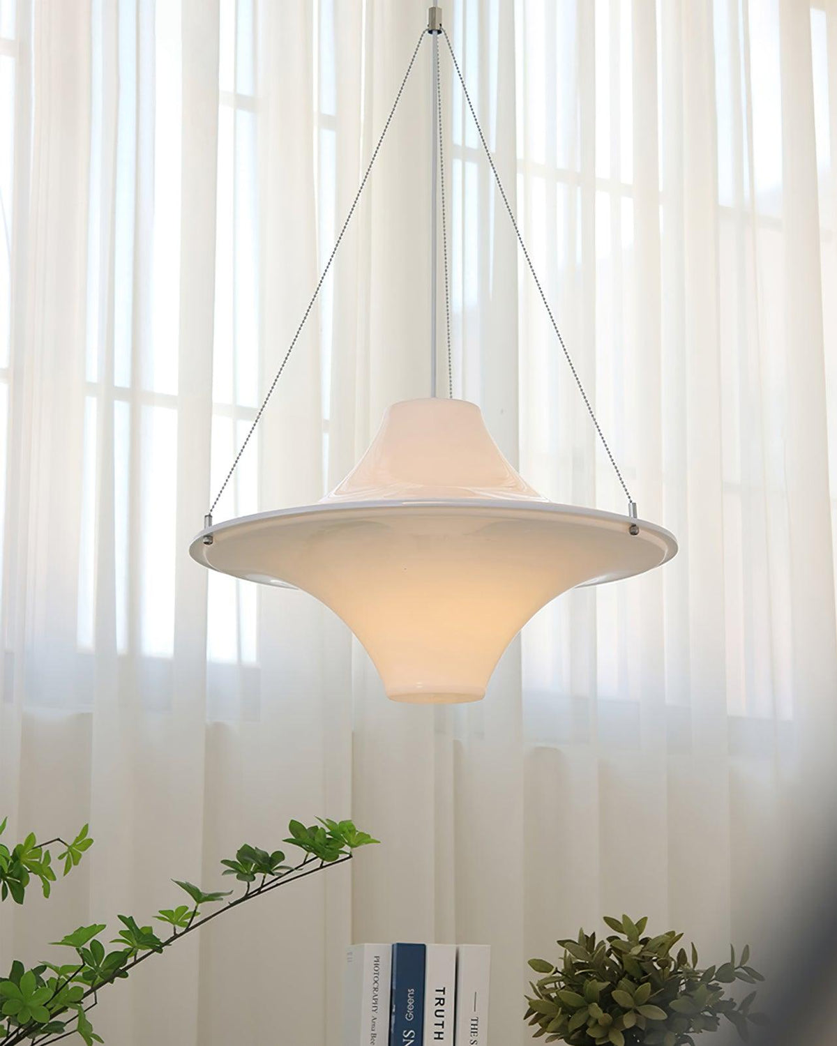 Candeeiro suspenso Dali em acrílico, em forma de OVNI, contemporâneo, para sala de estar