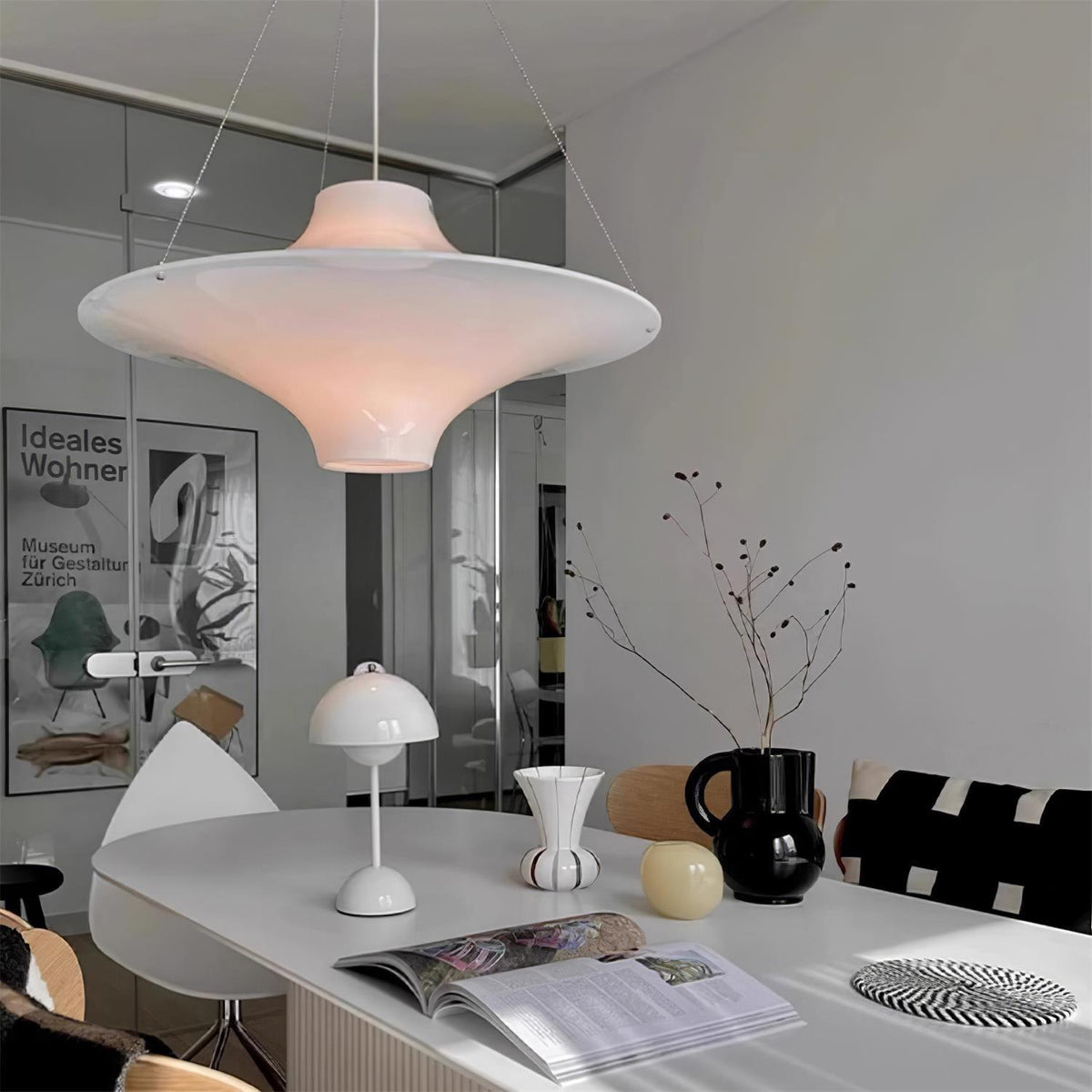 Candeeiro suspenso Dali em acrílico, em forma de OVNI, contemporâneo, para sala de estar