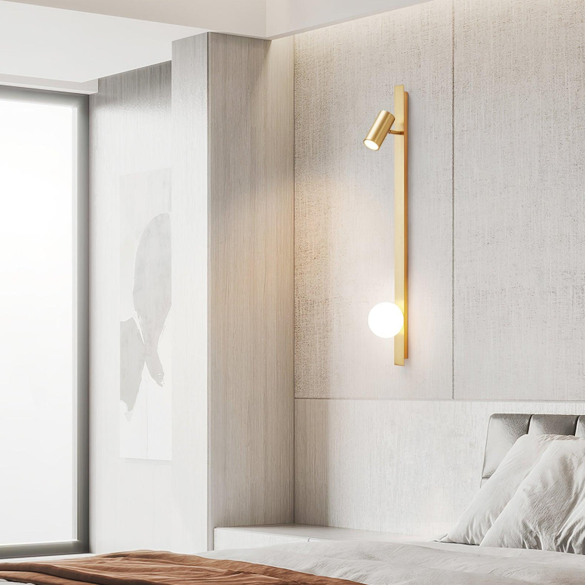 Candeeiro de parede Aloz minimalista em latão e vidro