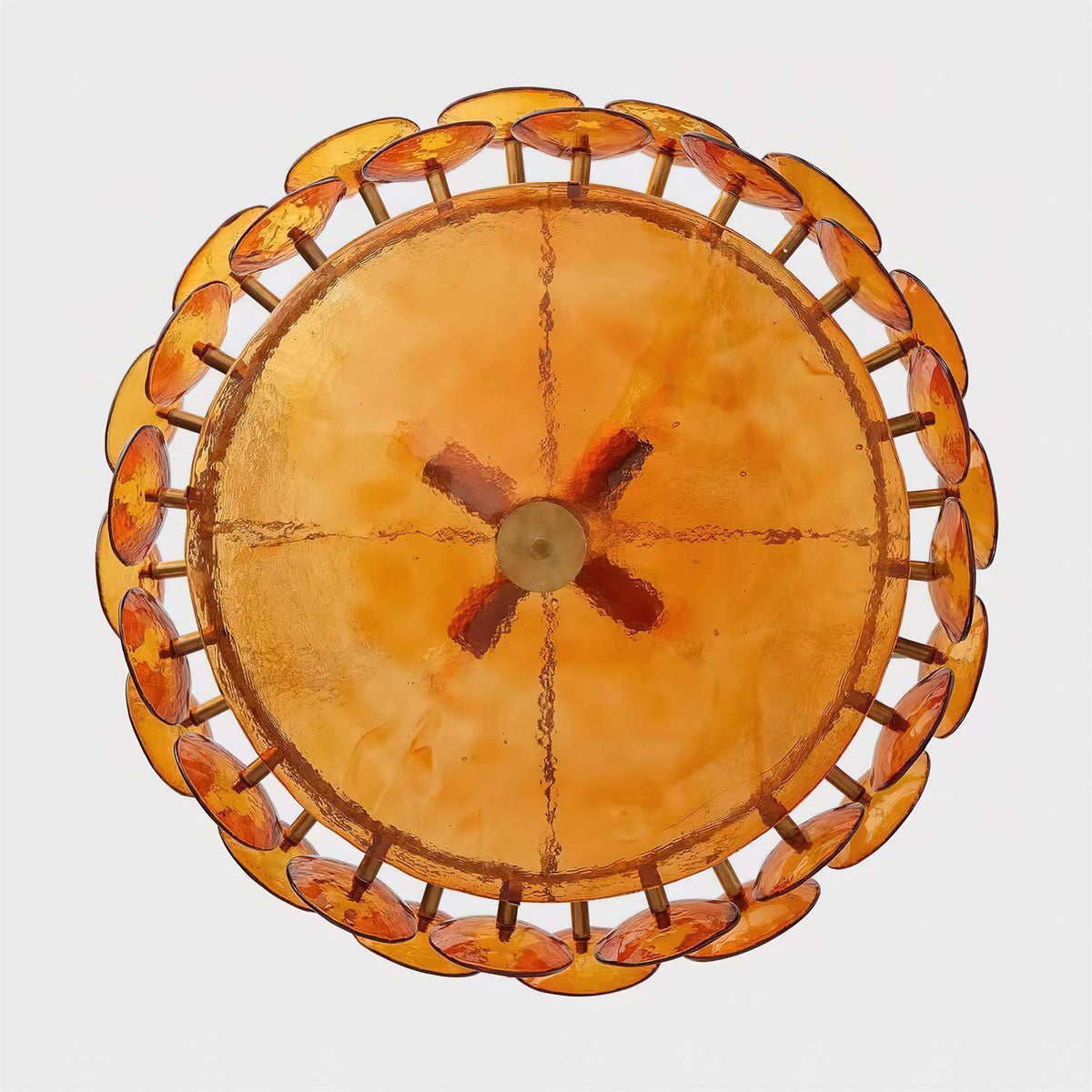 Selvora Chandelier Amber Glass Disc Elegant