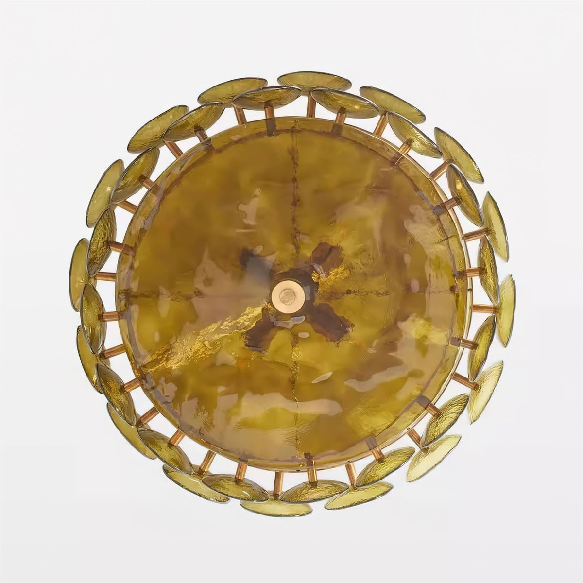 Selvora Chandelier Amber Glass Disc Elegant
