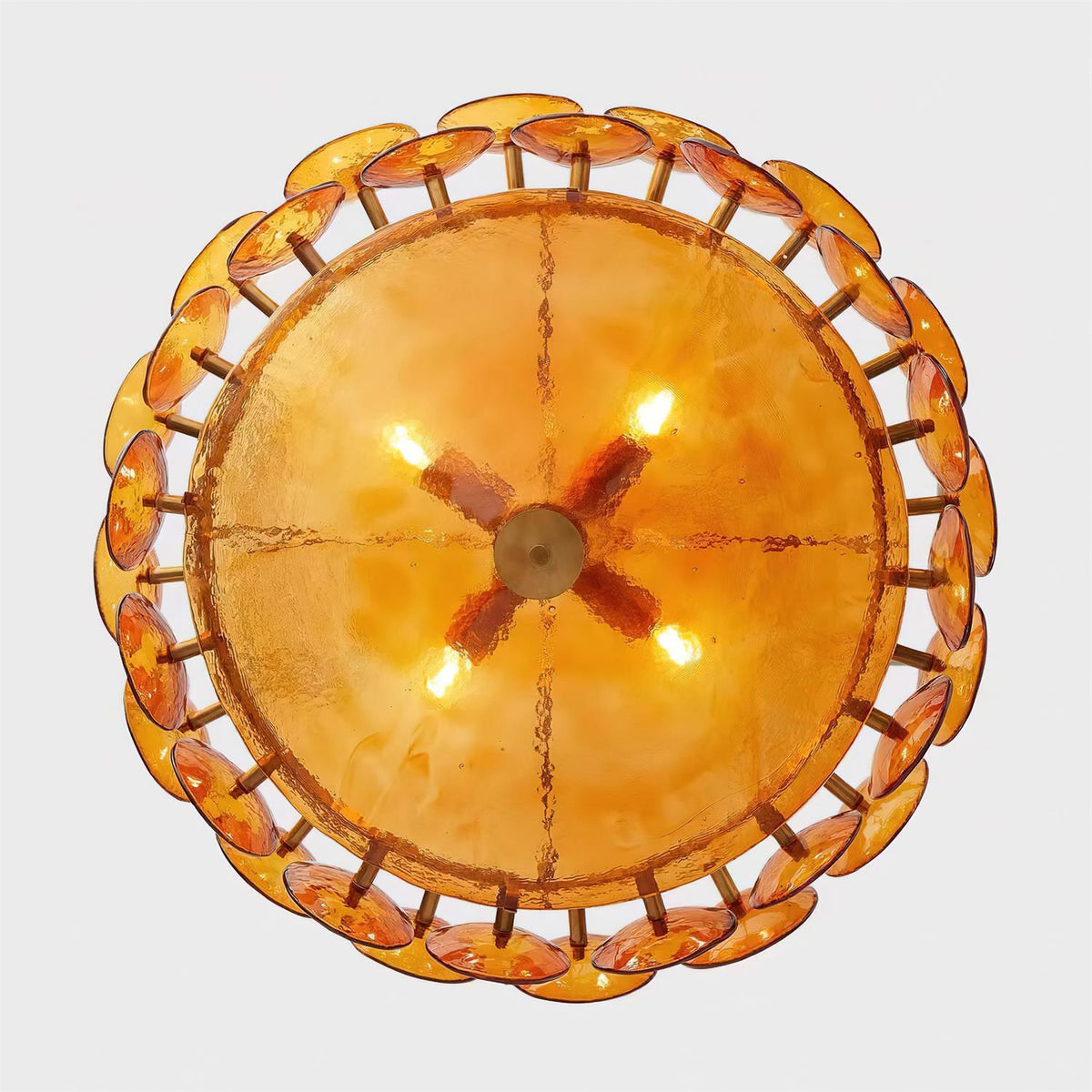 Selvora Chandelier Amber Glass Disc Elegant