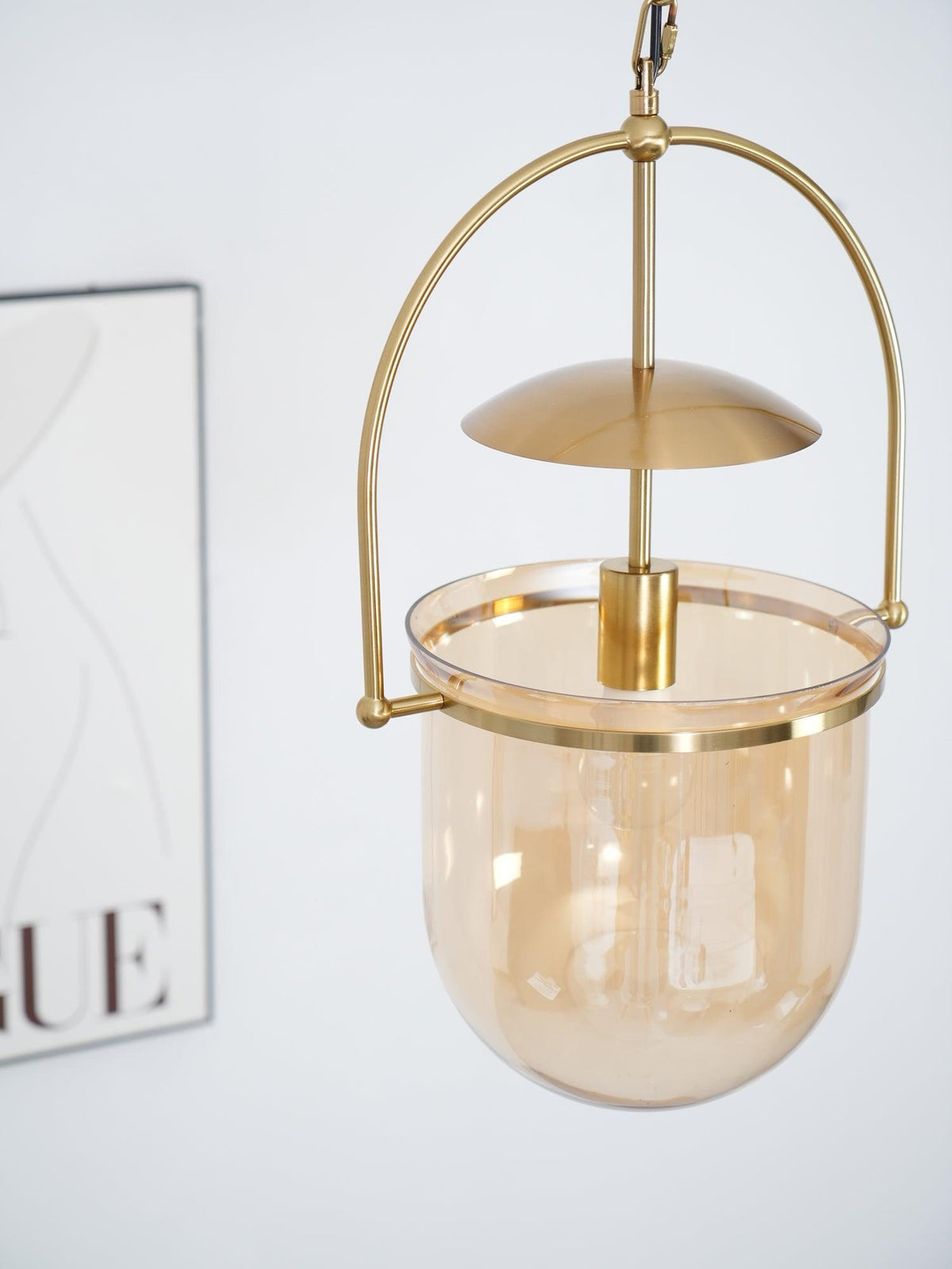 Velanaya pendellampa i glas och mässing, vintage för vardagsrum