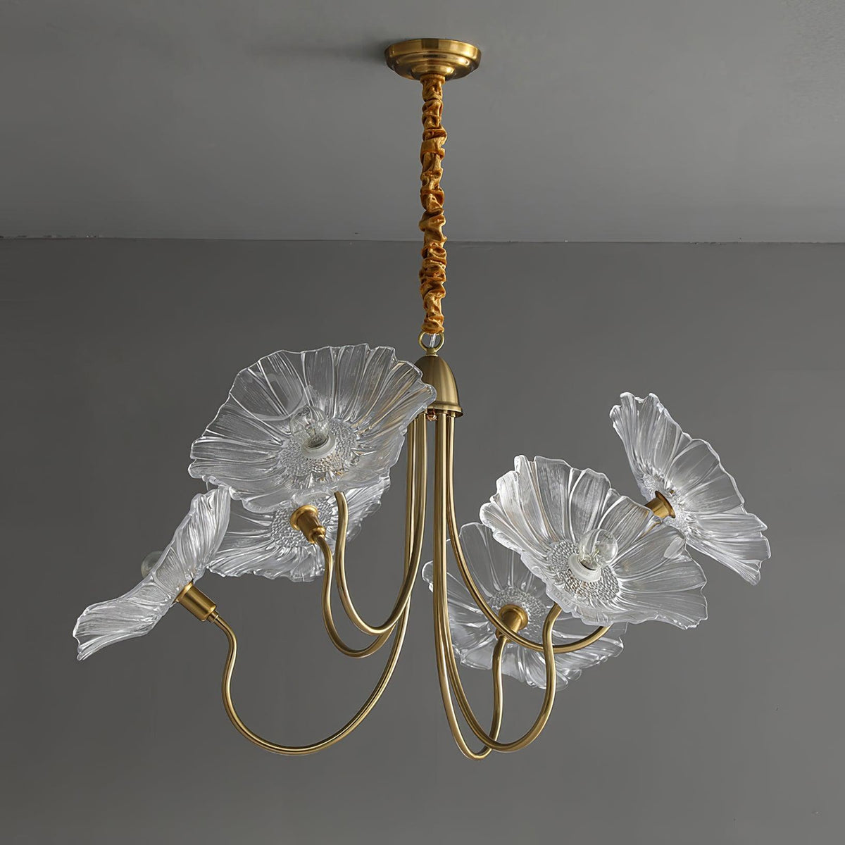 Velorora lysekrone med lotusblad og glas