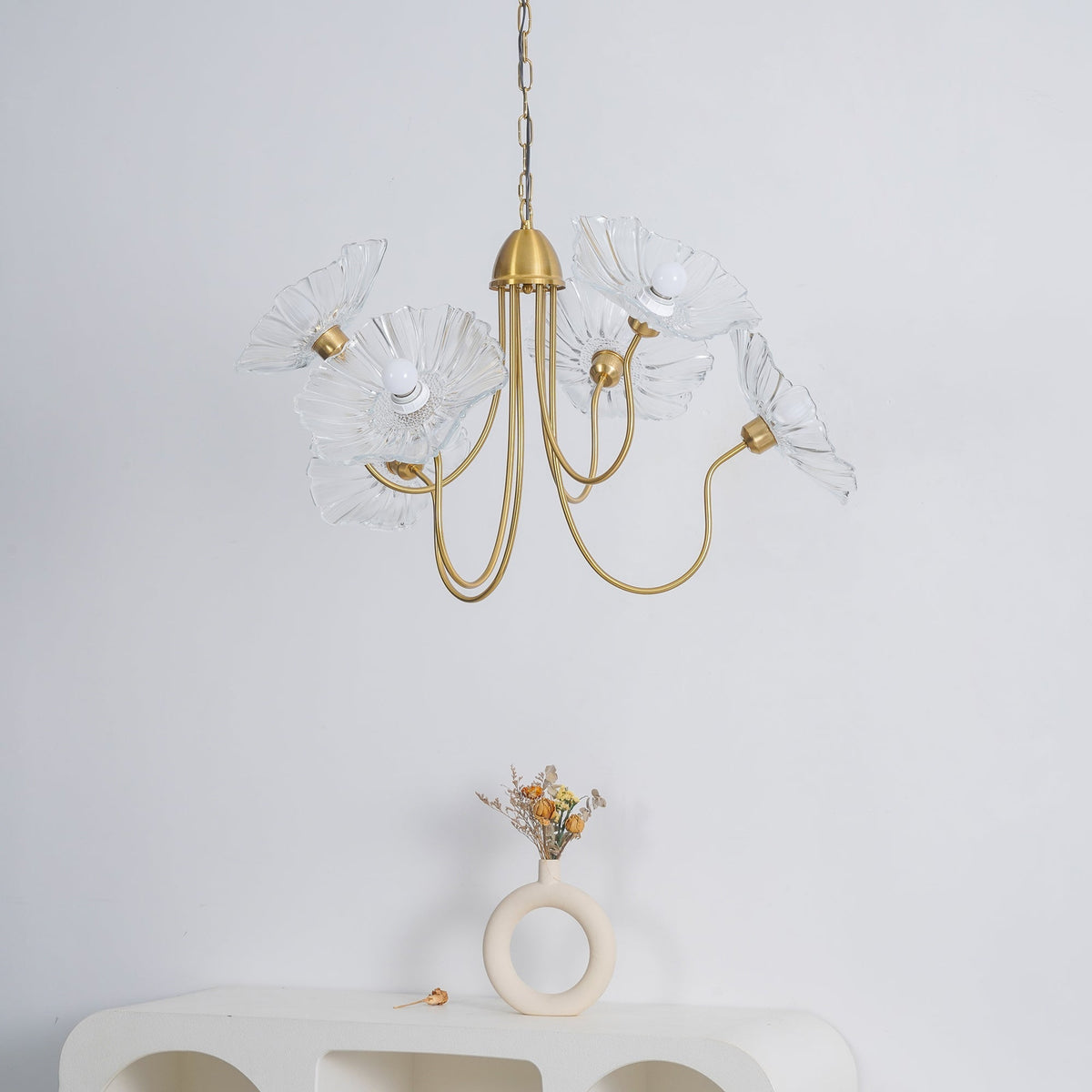 Velorora lysekrone med lotusblad og glas